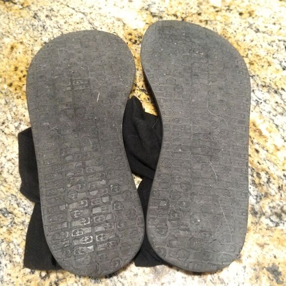 Sanuk Yoga Mat Black Fabric Flip Flop Sling Back Thong Sandals Women's Size 7 - Picture 5 of 6